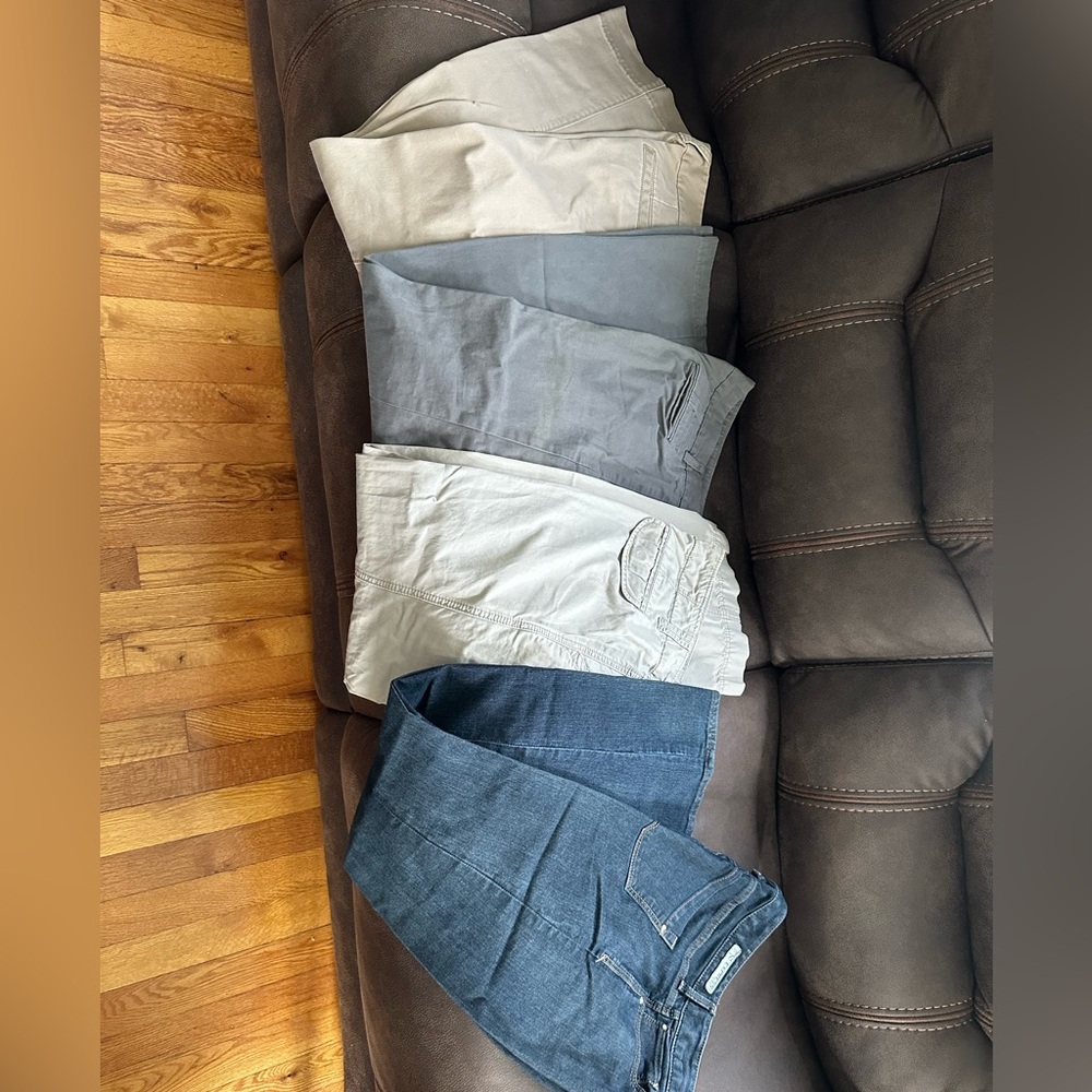 Neutral & Denim Pants Lot — Cream, Gray, Blue Shades